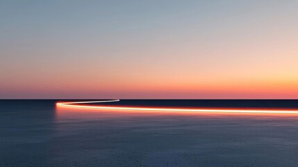 Poster - Abstract art background concept. A serene horizon at twilight with a shimmering line reflecting on tranquil waters.