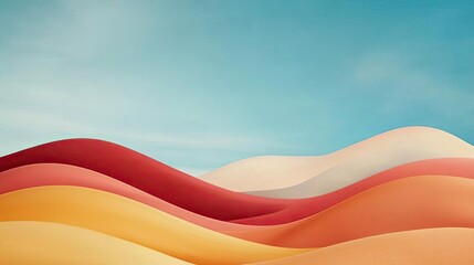 Poster - Abstract landscape background idea. Vibrant undulating hills showcasing a palette of warm and cool colors under a serene sky.