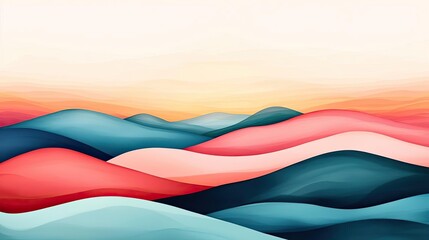 Poster - Abstract landscape background idea. A mesmerizing abstract landscape with soft flowing waves in vibrant colors.