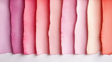 Poster - Minimalist graphic design abstract background concept. A colorful array of watercolor paint swatches in shades of pink and red.