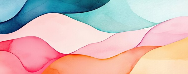 Poster - Digital watercolor painting abstract background idea. A vivid watercolor abstract design featuring flowing waves of color.
