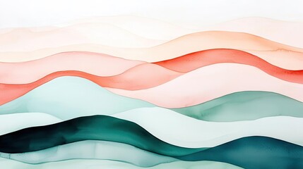 Poster - Digital watercolor painting abstract background idea. Abstract watercolor waves in soft pastel colors creating a soothing visual effect.