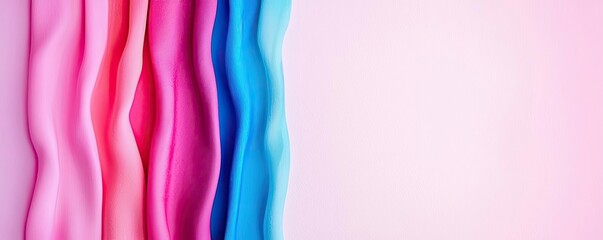Poster - Digital watercolor painting abstract background idea. Colorful wavy textures in pink and blue tones on a subtle background.