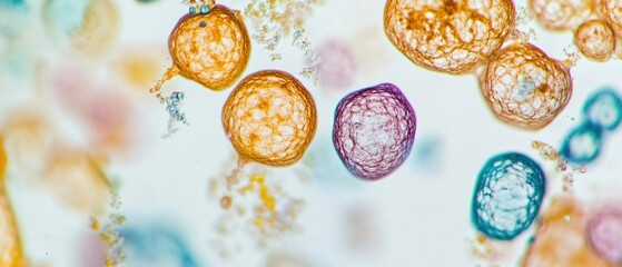 Wall Mural - close-up shot of variously colored cells