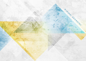 Aufkleber - Blue and yellow grunge triangles abstract minimal background. Geometric tech vector design