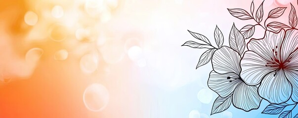 Poster - Floral illustration abstract background concept. A beautiful floral illustration with a soft gradient background of warm colors.