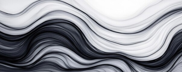 Poster - Ink illustration abstract background concept. Abstract black and white wavy lines creating a sleek, modern design suitable for backgrounds.