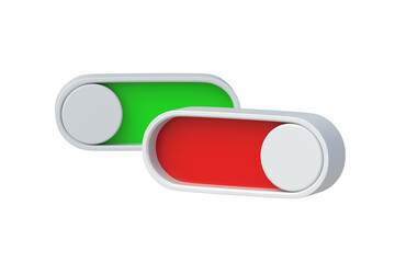 Wall Mural - red and green modern toggle switches isolated on white background. 3d render