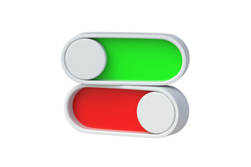 Wall Mural - green and red switches isolated on white background. 3d render
