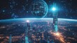 © saefurridhoalghoza - A breathtaking aerial view of a futuristic mega city with a celestial sphere