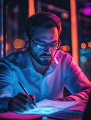 Wall Mural - a person sitting at a desk with a laptop, possibly working or studying