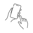 © Keyglad - スマホを持つ手の操作アイコン (線画・モノクロ)