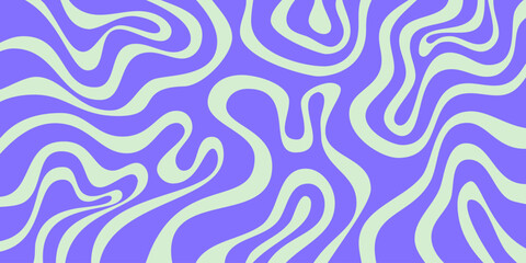 Aufkleber - Cool Abstract Psychedelic Groovy Pattern Art. Y2k Trippy Texture Vector Design. Wavy Background.