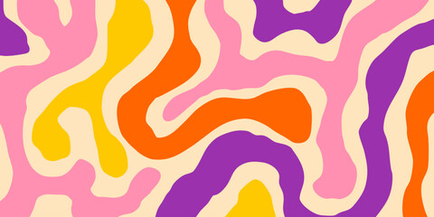 Wall Mural - cool y2k abstract colorful wavy texture vector design art. groovy psychedelic rainbow pattern. tripp
