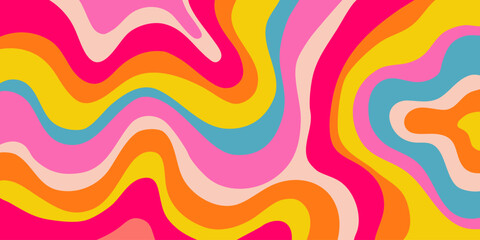 Wall Mural - cool y2k abstract colorful wavy texture vector design art. groovy psychedelic rainbow pattern. tripp