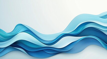 Poster - Waterscape abstract background idea. Abstract waves in blue tones create a calming and modern visual effect for design.