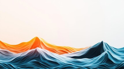 Poster - Waterscape abstract background idea. A vibrant abstract representation of colorful waves and mountains.