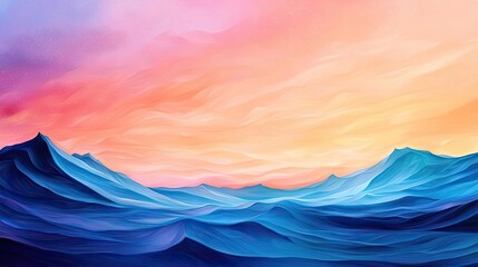 Poster - Vibrant color art abstract background concept. A colorful abstract representation of ocean waves at sunset.
