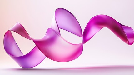 Fototapete - abstract composition of fluid, glossy fabric ribbons in neon purple and pink shades, elegantly twisting and turning with a sense of motion, soft gradient light, concept of visual art, fashion