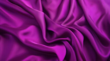 Poster - silk-like flowing fabric in electric purple and magenta, dynamic wave-like movement with smooth surfaces reflecting gentle light, abstract and futuristic style, concept of interior design, fashion