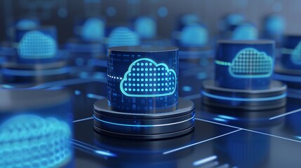 Wall Mural - cloud computing server technology with digital data and network connections in modern business envir