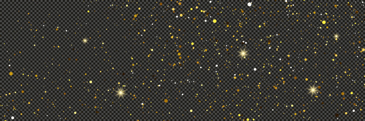 Wall Mural - gold glittering dust with stars on transparent backdrop