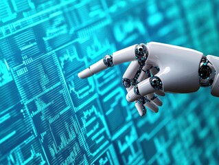 Fototapete - Intricate robotic hand with advanced mechanics showcasing futuristic technology and precision engineering