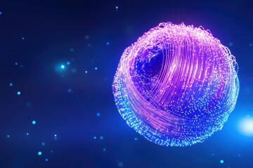 Leinwandbilder - Vibrant sphere with a deep blue background creating a striking visual contrast and emphasizing depth and dimension in design