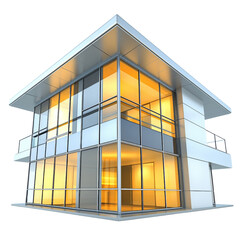 Aufkleber - Modern glass house with bright interior lighting and sleek design