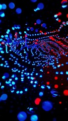 Wall Mural - dynamic movement of glowing red and blue particles in abstract patterns
