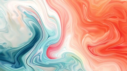 Wall Mural - Abstract liquid marble pattern in shades of blue, red, and white.