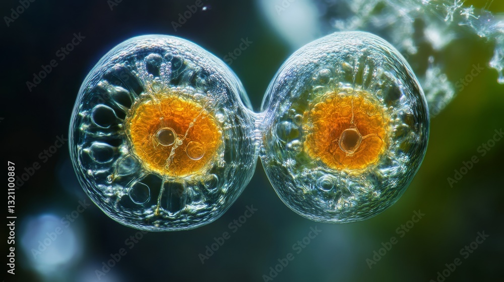 Close-up of a dividing cell under a microscope Stock Illustration ...