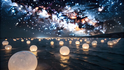 Wall Mural - Orbs of Light Carrying Soul Stories in the Cosmos. Perfect for: Spirituality, Akashic Records, Soul Wisdom