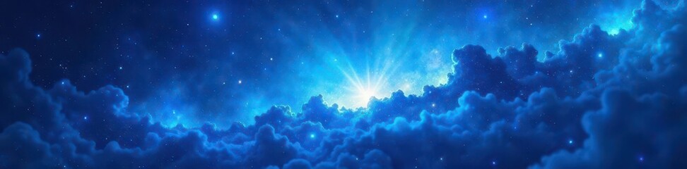Wall Mural - Abstract blue nebula swirls, cosmic dust texture, texture, serenity