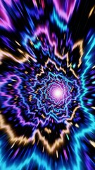 Wall Mural - Hypnotic vortex of colorful energy pulses in rapid motion