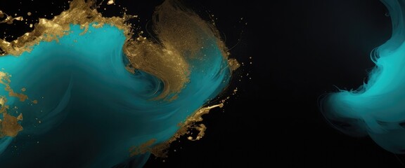 Wall Mural - abstract magic cyan and gold dust beautiful background