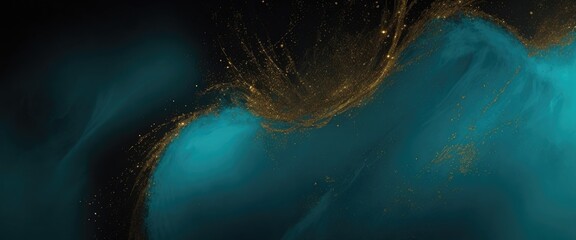 Wall Mural - abstract magic cyan and gold dust beautiful background