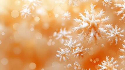 Wall Mural - Exquisite closeup, delicate snowflakes on a soft focus background capturing the beauty of winter