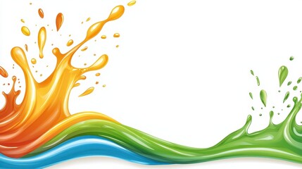 Wall Mural - dynamic splash of vibrant water colors on a pristine white background