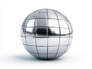 Wall Mural - intricate grid pattern on a reflective silver sphere, modern design element