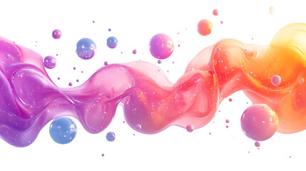 Wall Mural - colorful abstract bubbles in dynamic flowing composition isolated on transparent background
