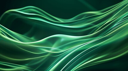 Wall Mural - fluid wave patterns in shades of green creating a soothing and serene abstract background design