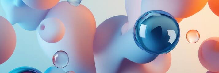 Aufkleber - Elegant modern typography with 3D letters and abstract shapes on a soft gradient backdrop for creative agency use