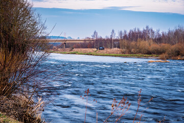Wall Mural - rapids on river tweed above hunters bridge at kelso. the river tweed is 97 miles long from source to