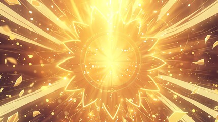 Wall Mural - radiant golden burst of light with abstract design elements and shimmering particles