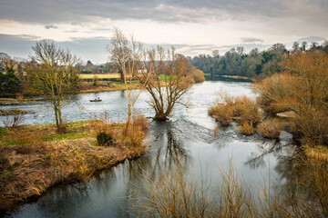 Wall Mural - the river tweed below kelso road bridge. the river tweed is 97 miles long from source to estuary and