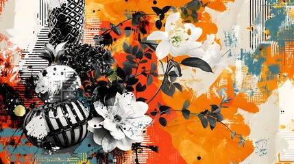 Wall Mural - abstract floral composition with vibrant colors and artistic textures for creative projects
