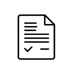 Wall Mural - a simple outline illustration of a document with a folded corner lines of text a checkmark and anoth