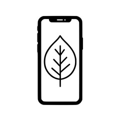 Wall Mural - eco-friendly mobile app: minimalist icon featuring a leaf symbol displayed on a mobile phone screen 