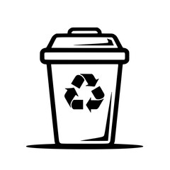 Wall Mural - and vector illustration of a lidded recycling bin with the universal recycling symbol on the side is